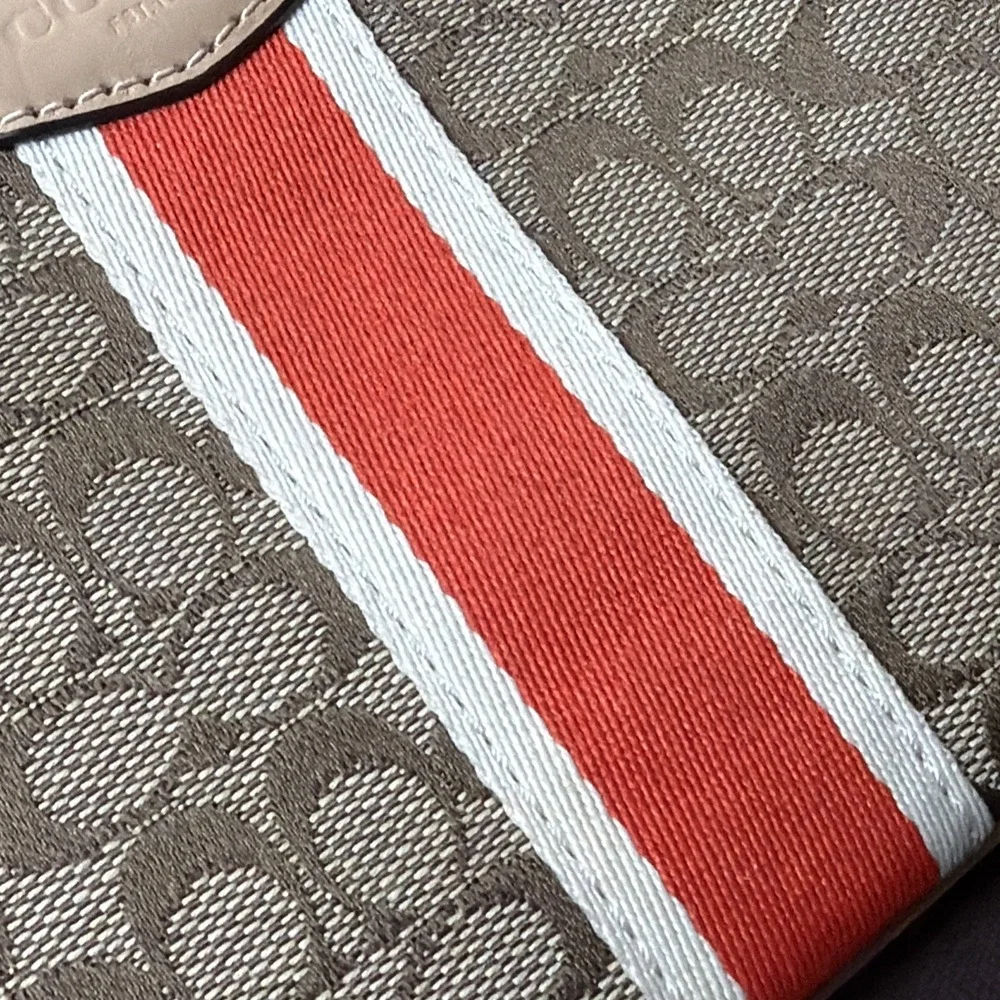 Coach F50594 Signature Stripe Canvas Wristlet Y2K Aesthetic Preppy Hangtag